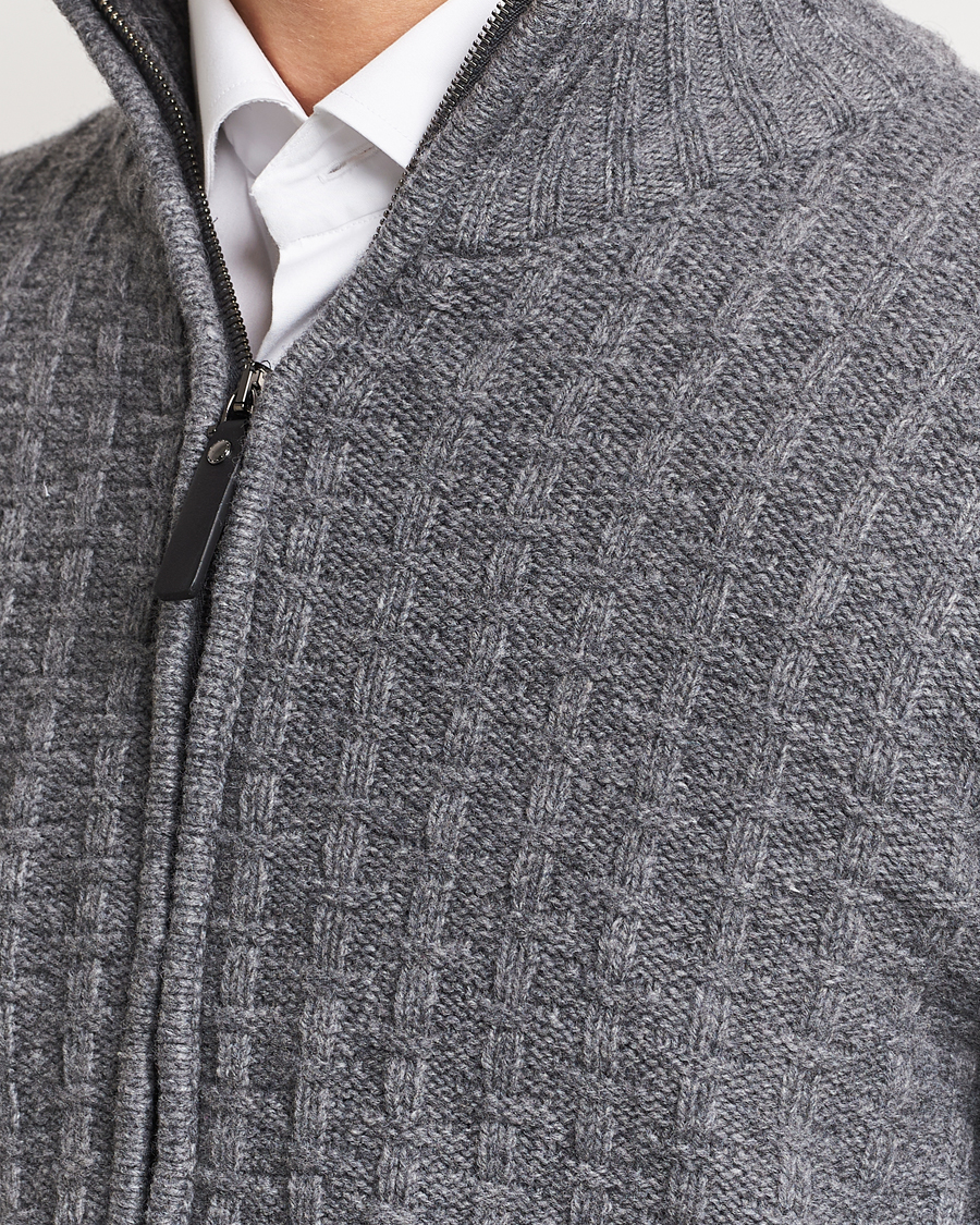 Herre | Gensere | Canali | Chunky Wool Cardigan Grey Melange