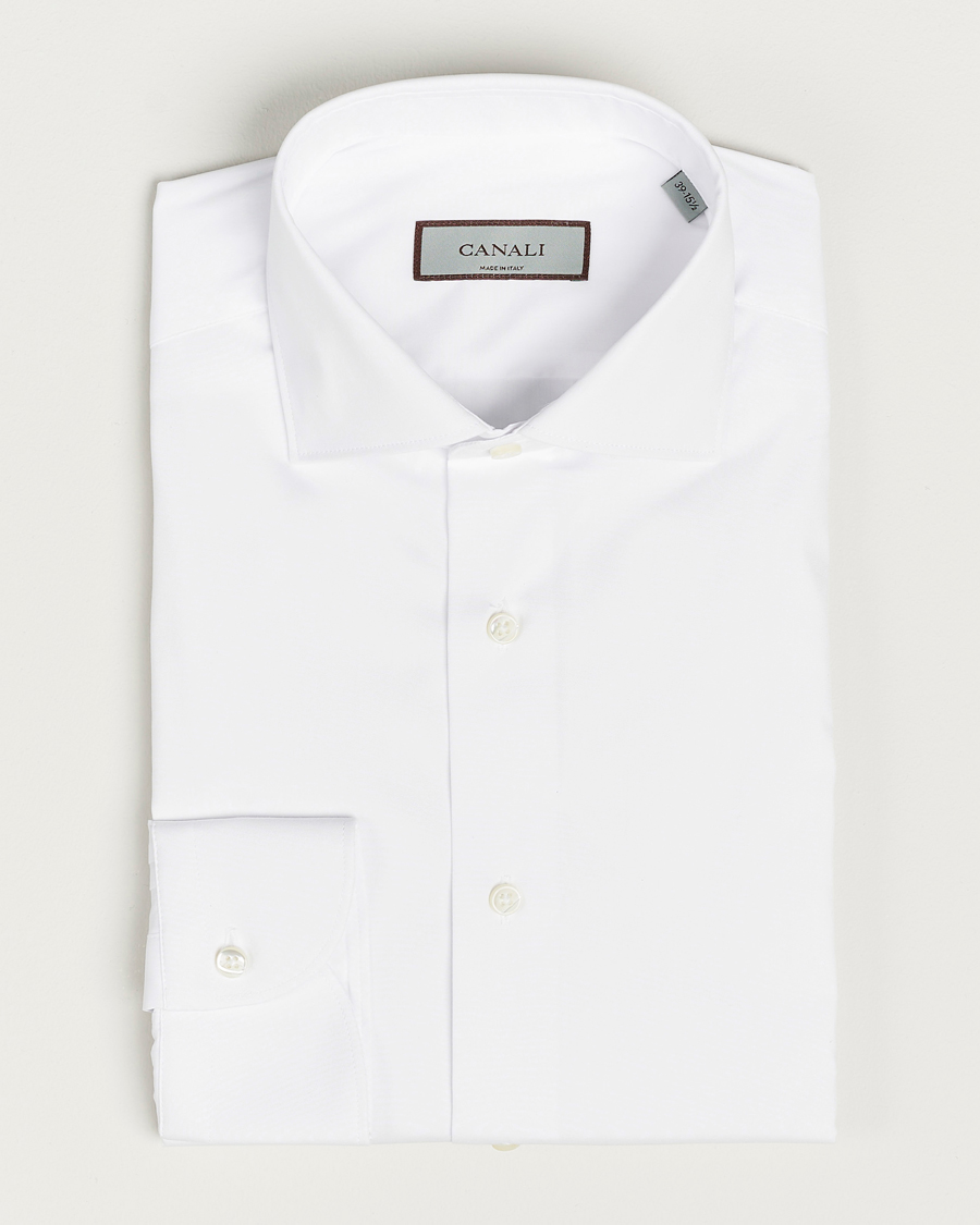 Herre | Canali | Canali | Slim Fit Cotton/Stretch Shirt White