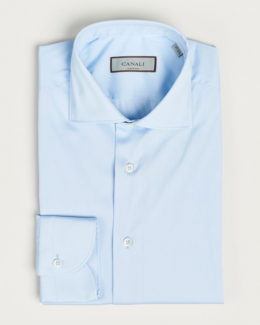Herre |  | Canali | Slim Fit Cotton/Stretch Shirt Light Blue