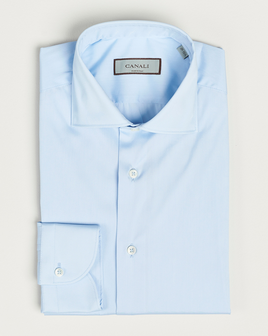 Herre | Skjorter | Canali | Slim Fit Cotton/Stretch Shirt Light Blue