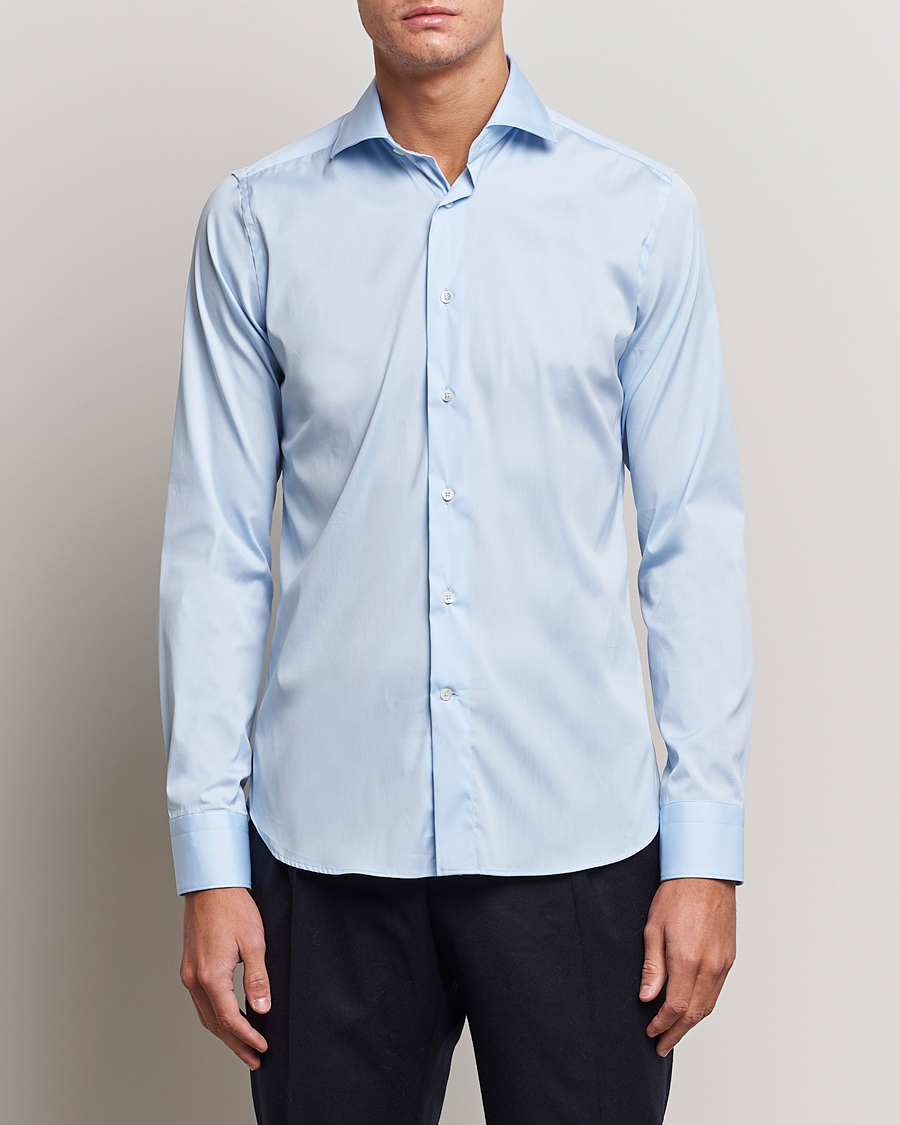 Herre |  | Canali | Slim Fit Cotton/Stretch Shirt Light Blue