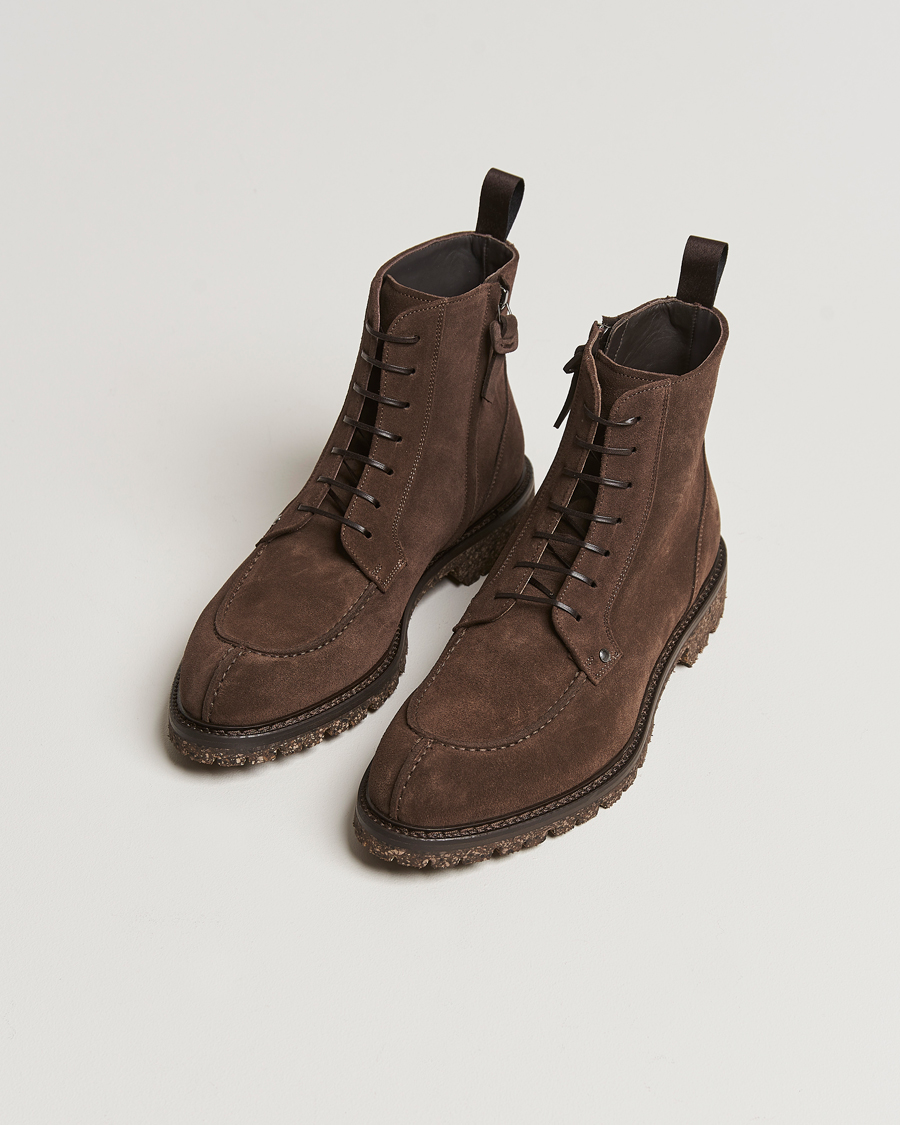 Herre |  | Canali | Lace Up Winter Boot Dark Brown Suede