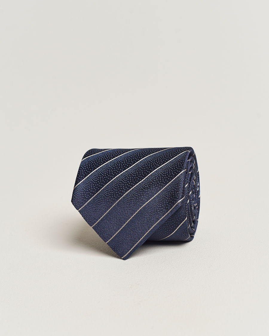 Herre | Canali Striped Silk Tie Navy | Canali | Striped Silk Tie Navy