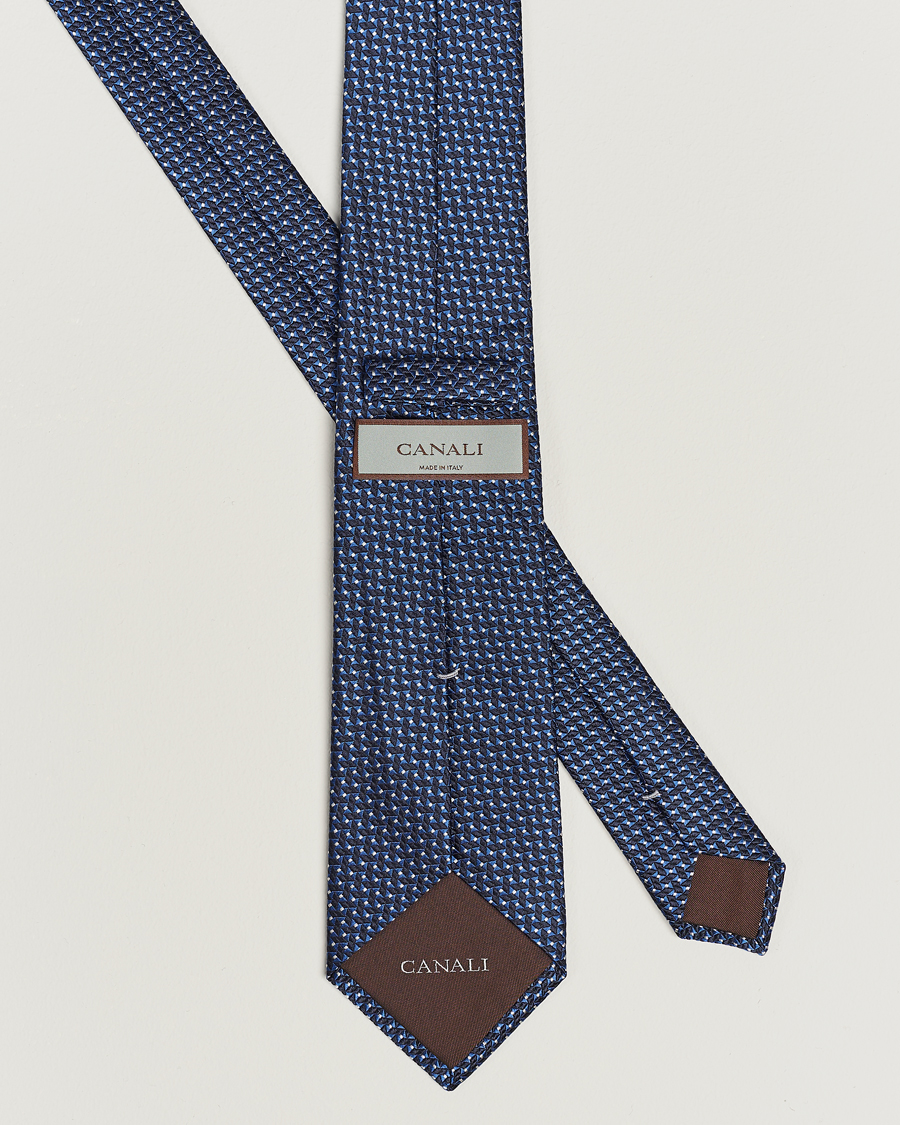 Herre | Canali Jacquard Micro Dot Silk Tie Dark Blue | Canali | Jacquard Micro Dot Silk Tie Dark Blue