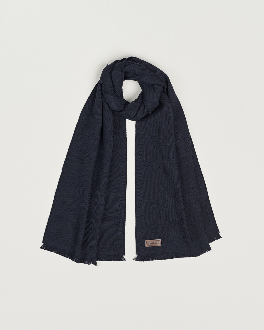 Herre | Canali | Canali | Textured Wool Scarf Navy
