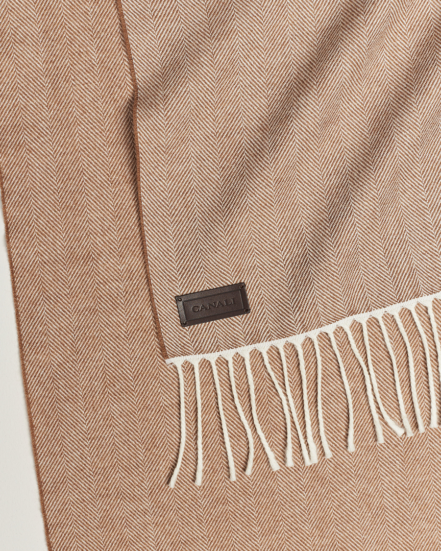 Herre | Canali Herringbone Wool Scarf Beige | Canali | Herringbone Wool Scarf Beige