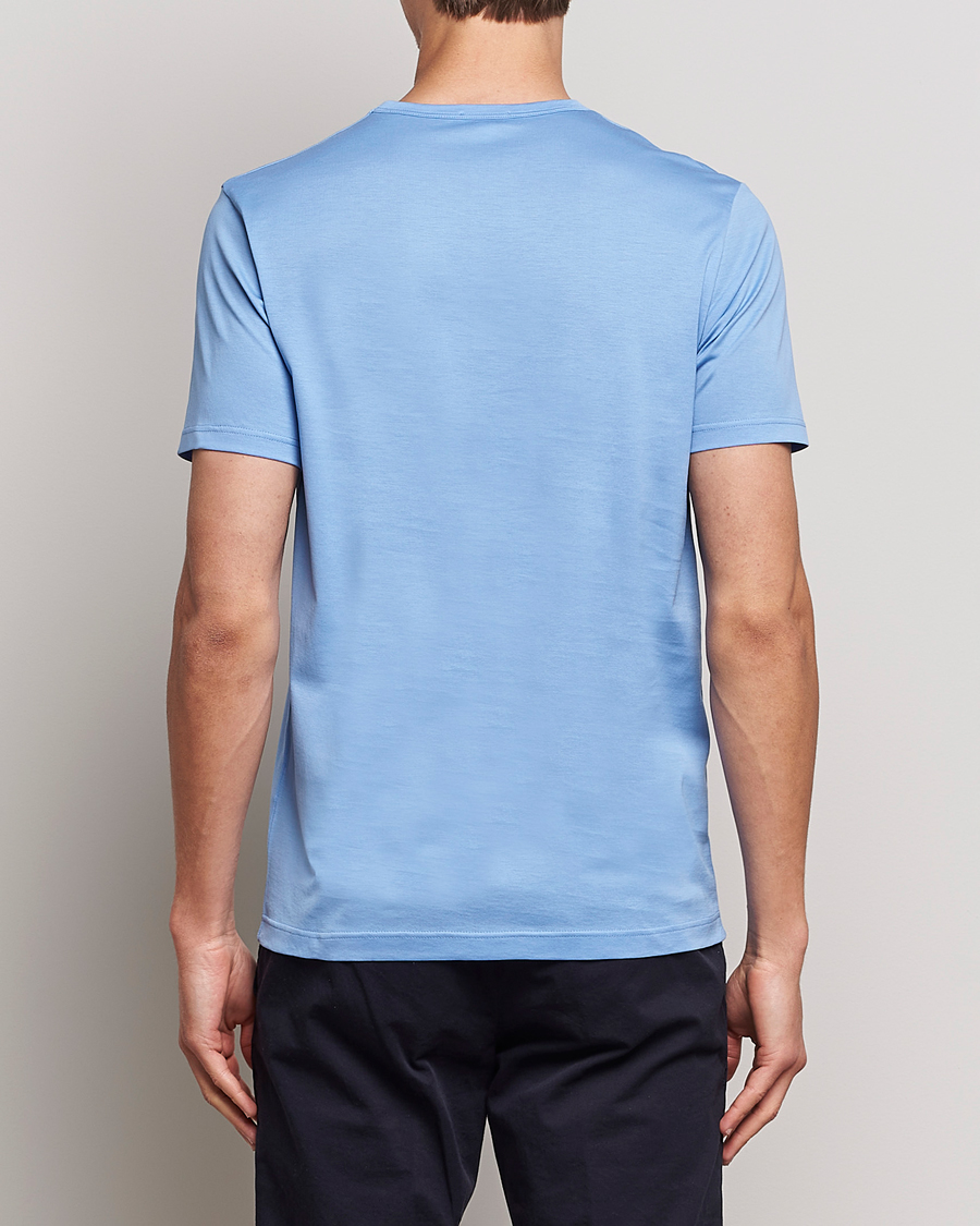 Herre | T-Shirts | Sunspel | Crew Neck Cotton Tee Cool Blue