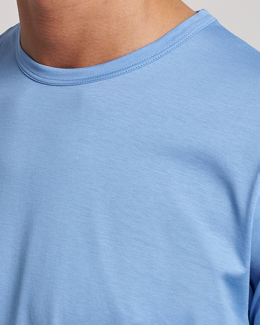 Herre | T-Shirts | Sunspel | Crew Neck Cotton Tee Cool Blue