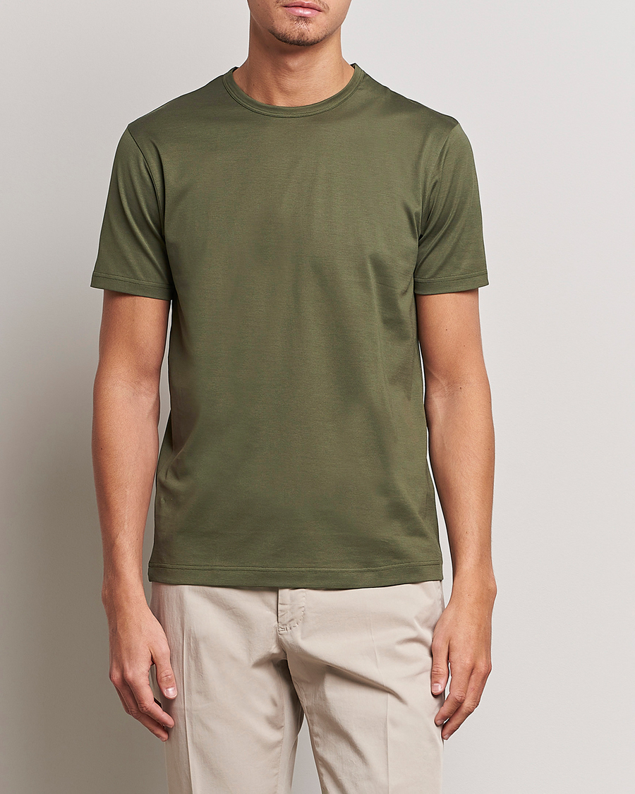 Herre | Kortermede t-shirts | Sunspel | Crew Neck Cotton Tee Hunter Green