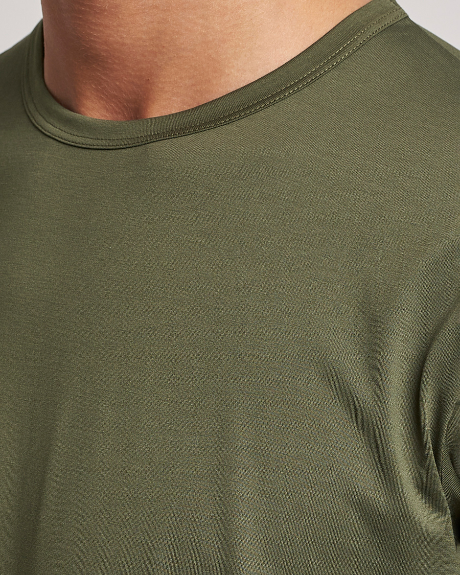 Herre | T-Shirts | Sunspel | Crew Neck Cotton Tee Hunter Green