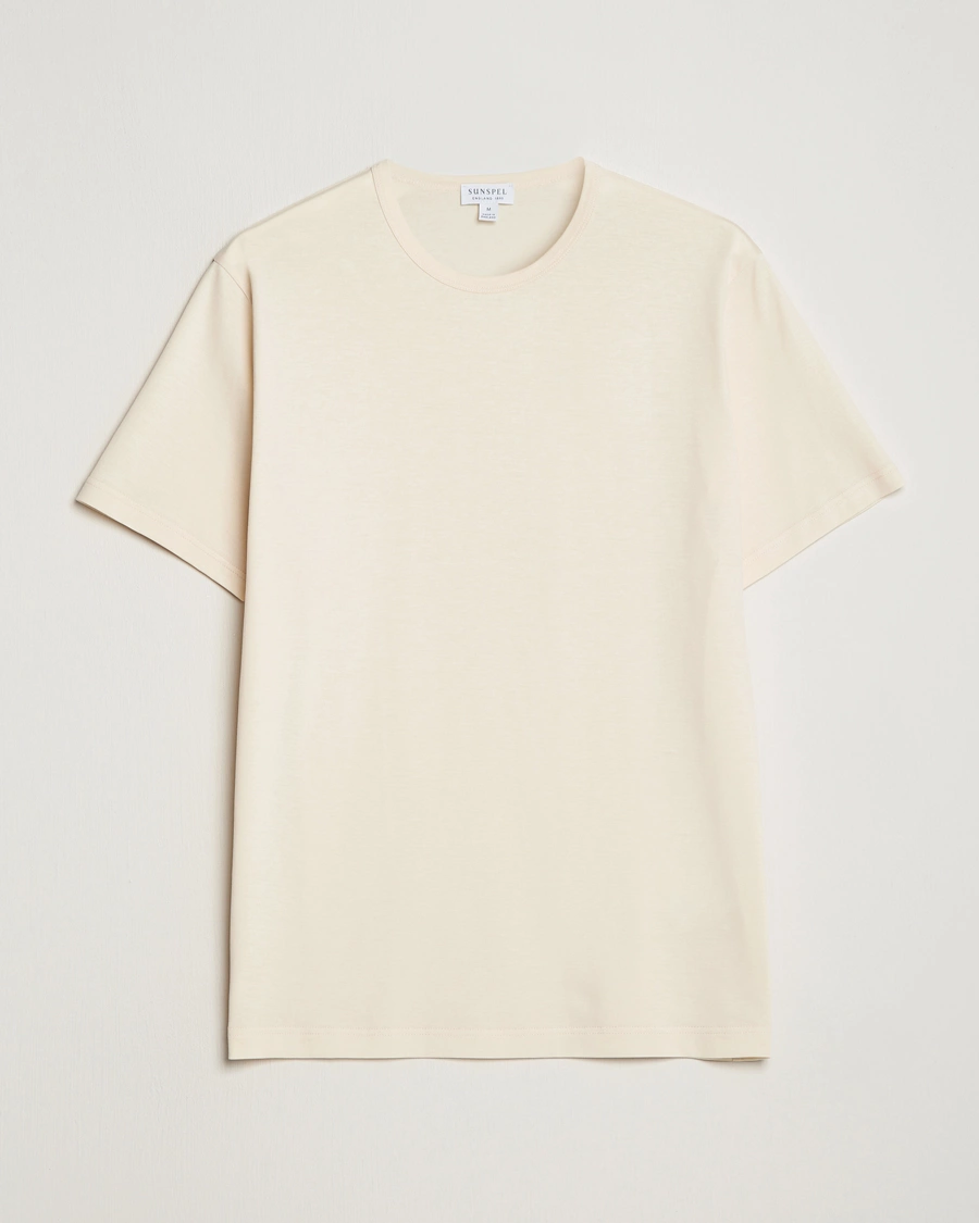 Herre | T-Shirts | Sunspel | Crew Neck Q82 Cotton T-Shirt Undyed
