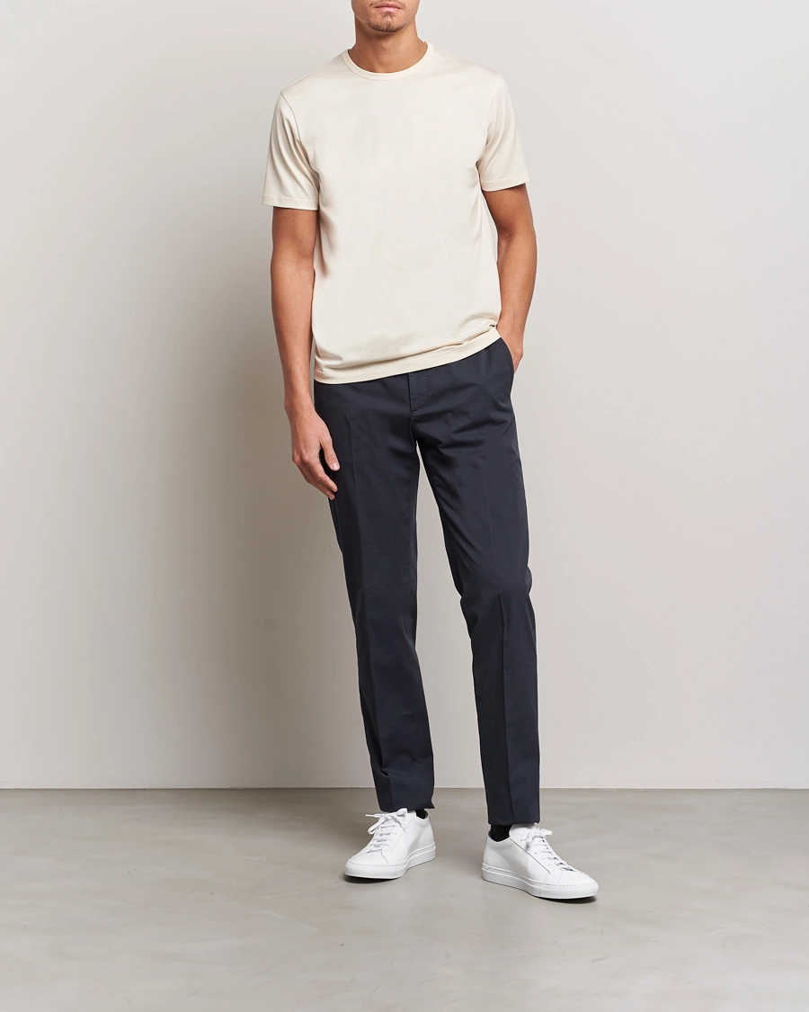 Herre | T-Shirts | Sunspel | Crew Neck Q82 Cotton T-Shirt Undyed