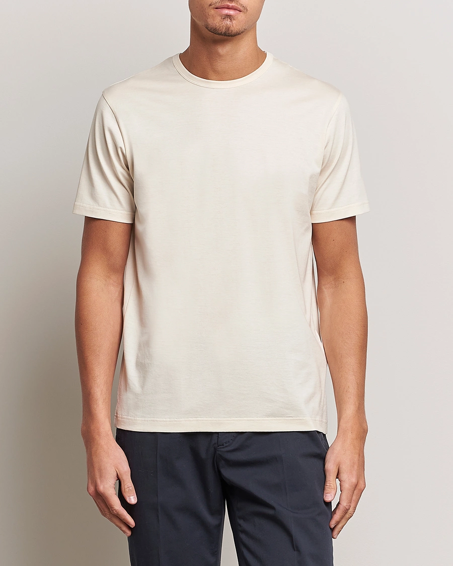 Herre | T-Shirts | Sunspel | Crew Neck Cotton Tee Undyed