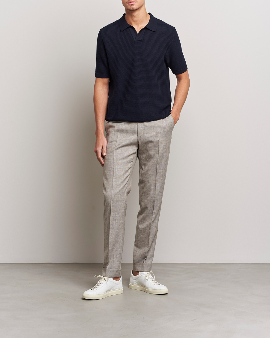 Herre | Pikéer | Sunspel | Knitted Polo Shirt Navy