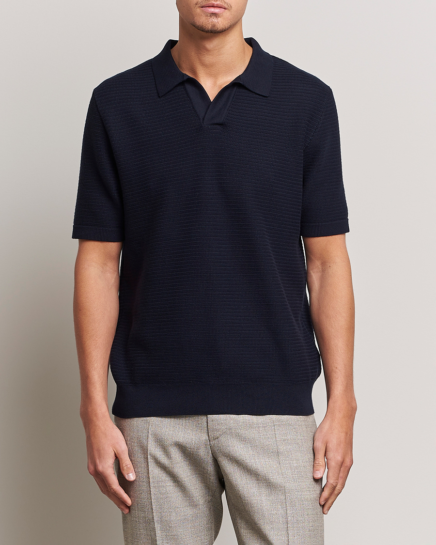 Herre | Kortermet piké | Sunspel | Knitted Polo Shirt Navy