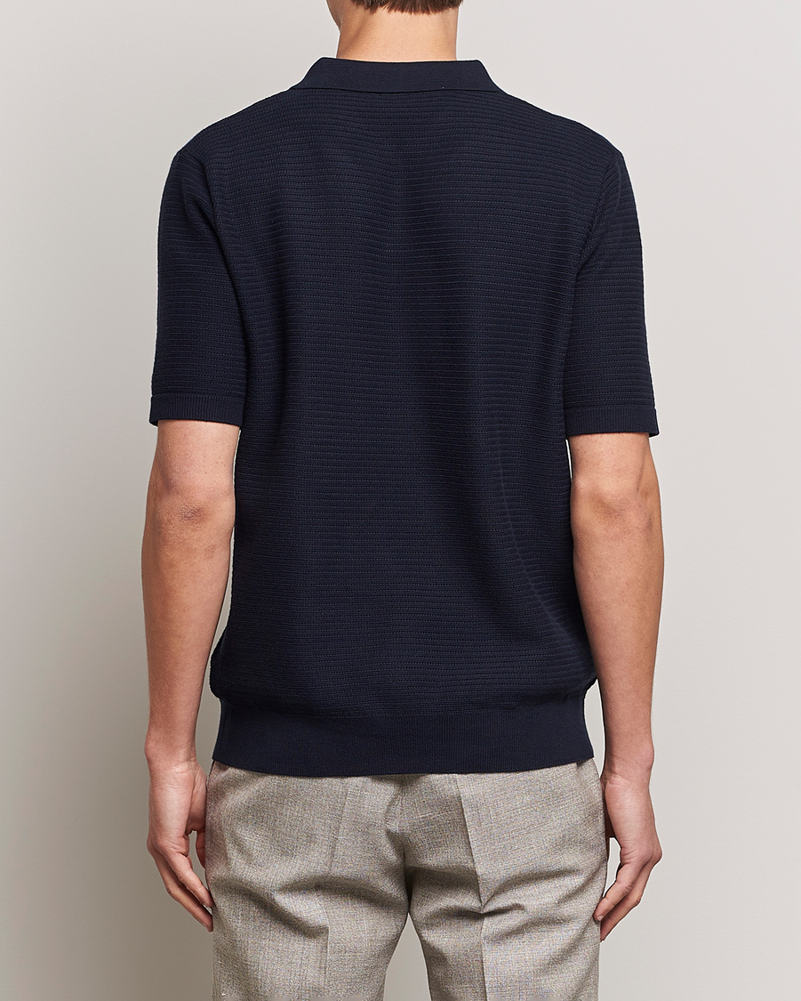 Herre | Pikéer | Sunspel | Knitted Polo Shirt Navy