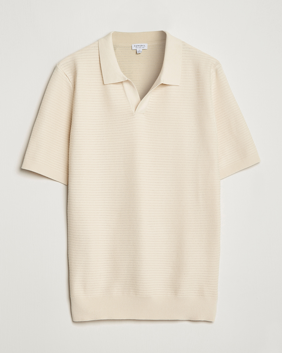 Herre | Pikéer | Sunspel | Knitted Polo Shirt Ecru