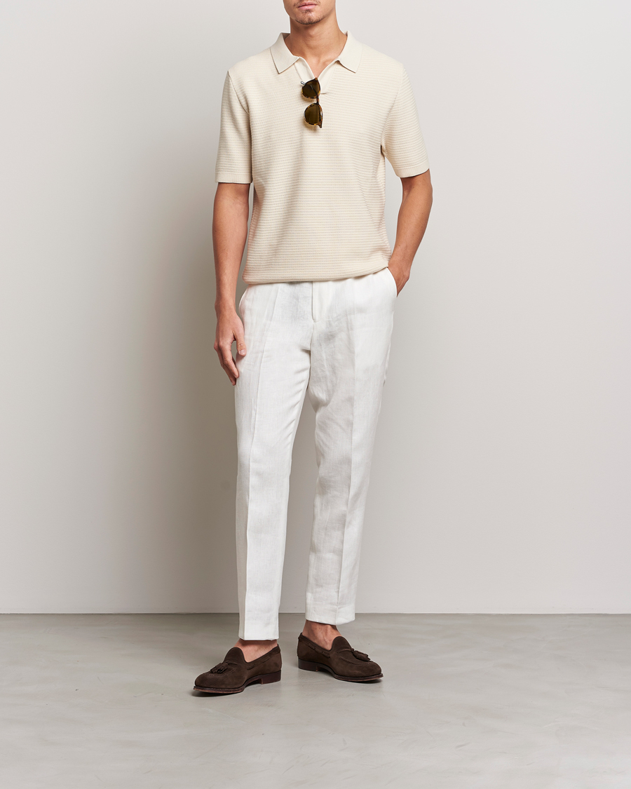 Herre | Pikéer | Sunspel | Knitted Polo Shirt Ecru