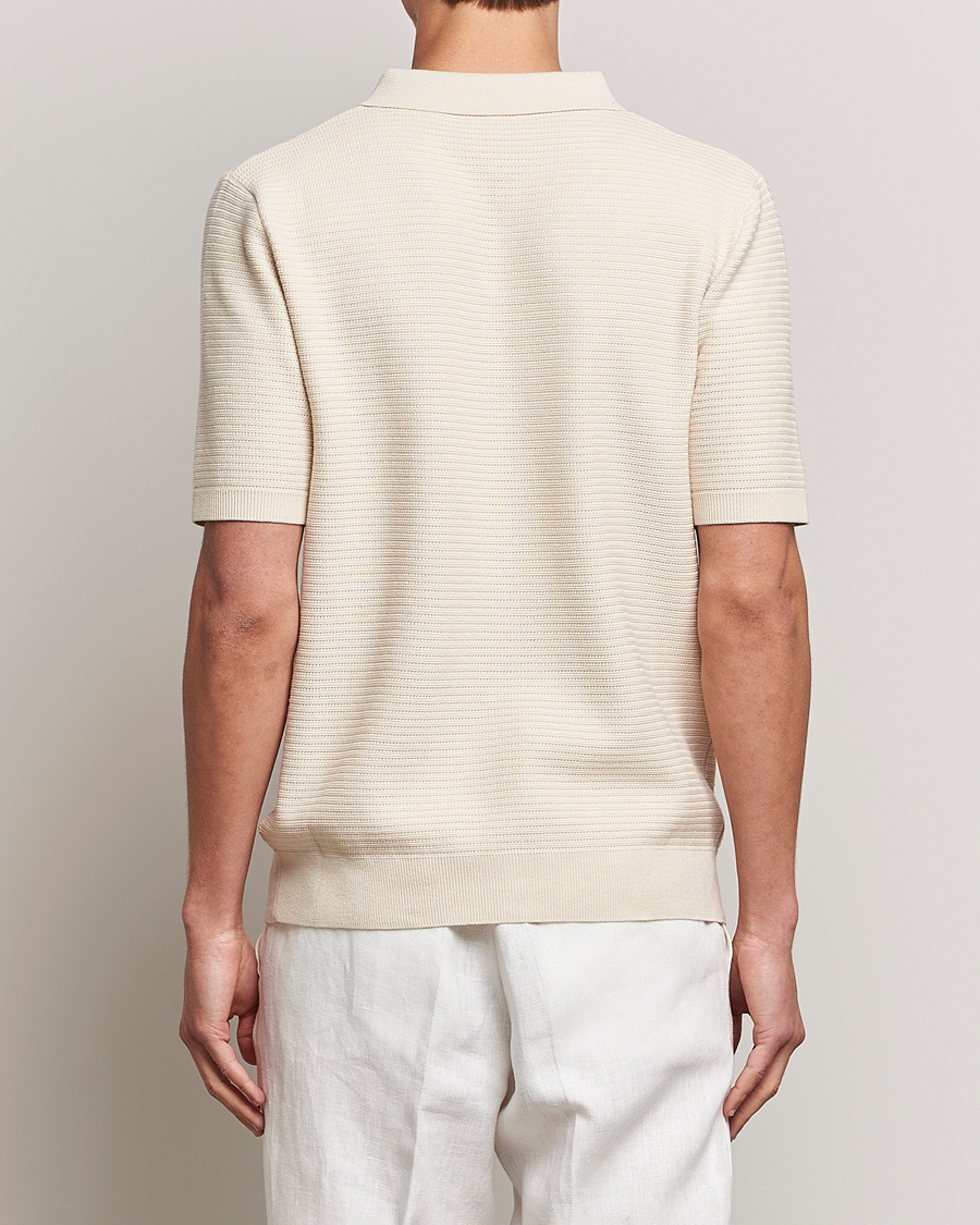 Herre | Pikéer | Sunspel | Knitted Polo Shirt Ecru