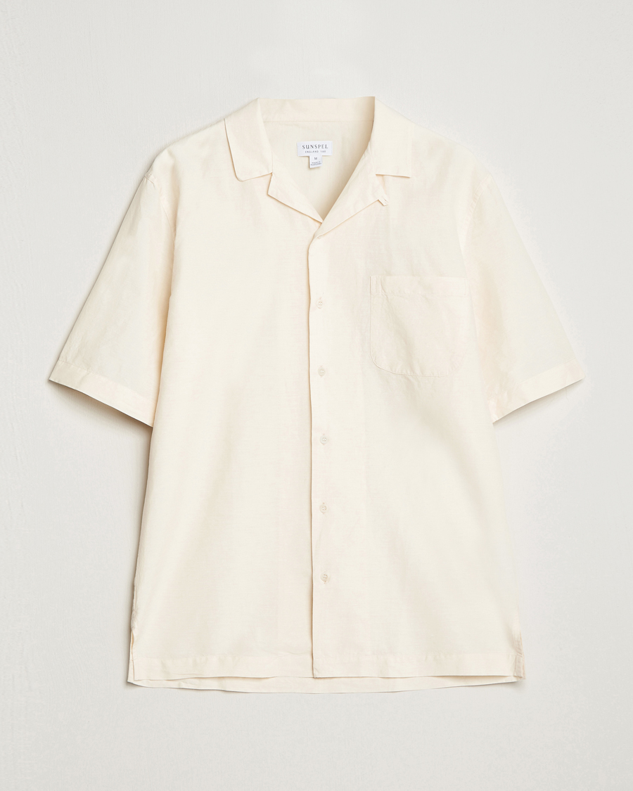 Herre | Skjorter | Sunspel | Lightweight Cotton/Linen Resort Shirt Ecru