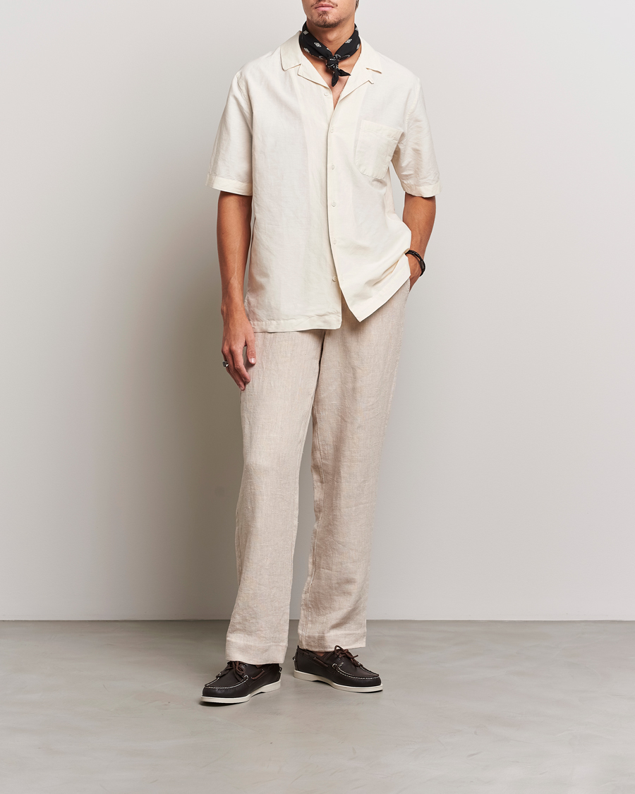 Herre | Skjorter | Sunspel | Lightweight Cotton/Linen Resort Shirt Ecru