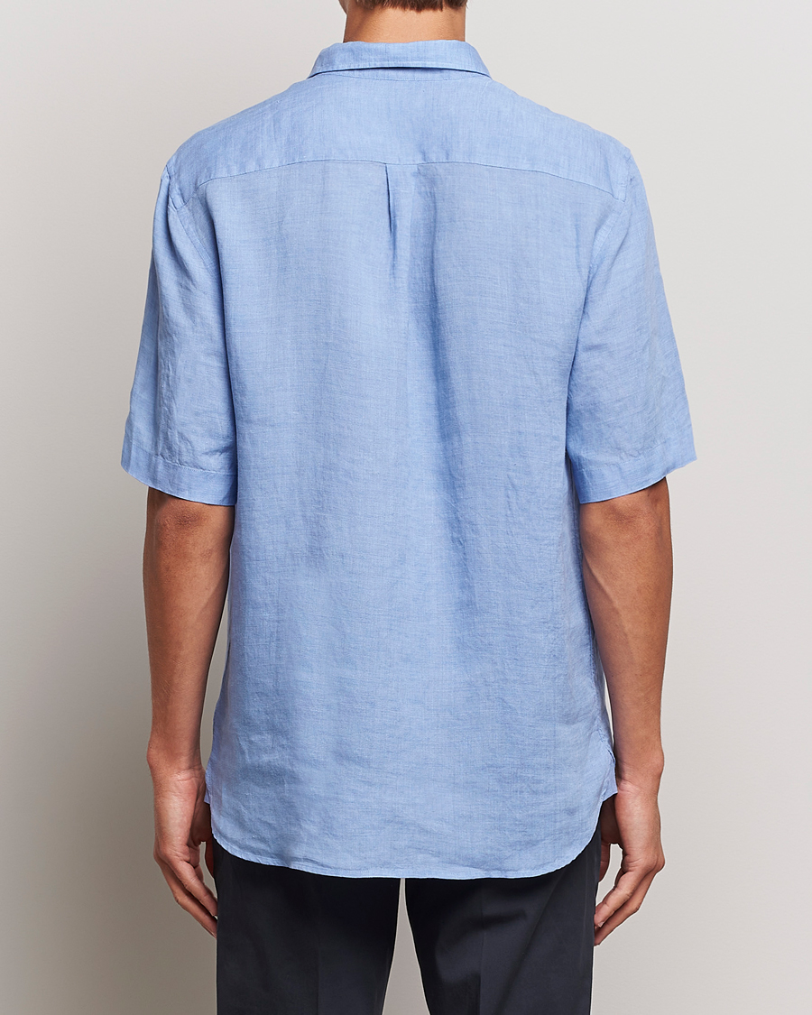 Herre | Skjorter | Sunspel | Short Sleeve Linen Shirt Cool Blue