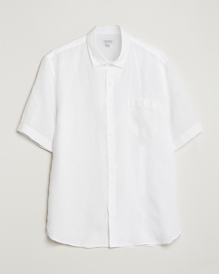 Herre | Skjorter | Sunspel | Short Sleeve Linen Shirt White