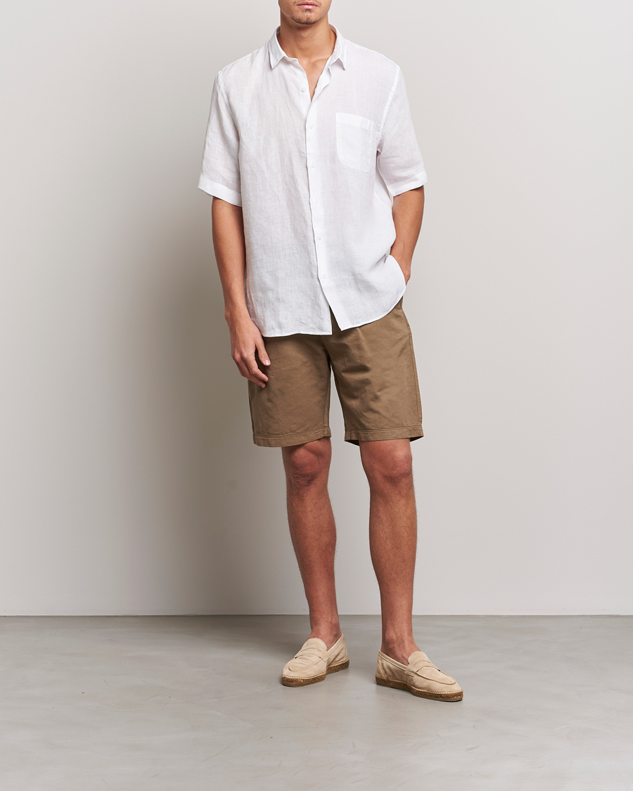 Herre | Skjorter | Sunspel | Short Sleeve Linen Shirt White