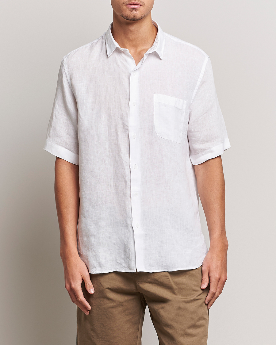 Herre | Kortermede skjorter | Sunspel | Short Sleeve Linen Shirt White