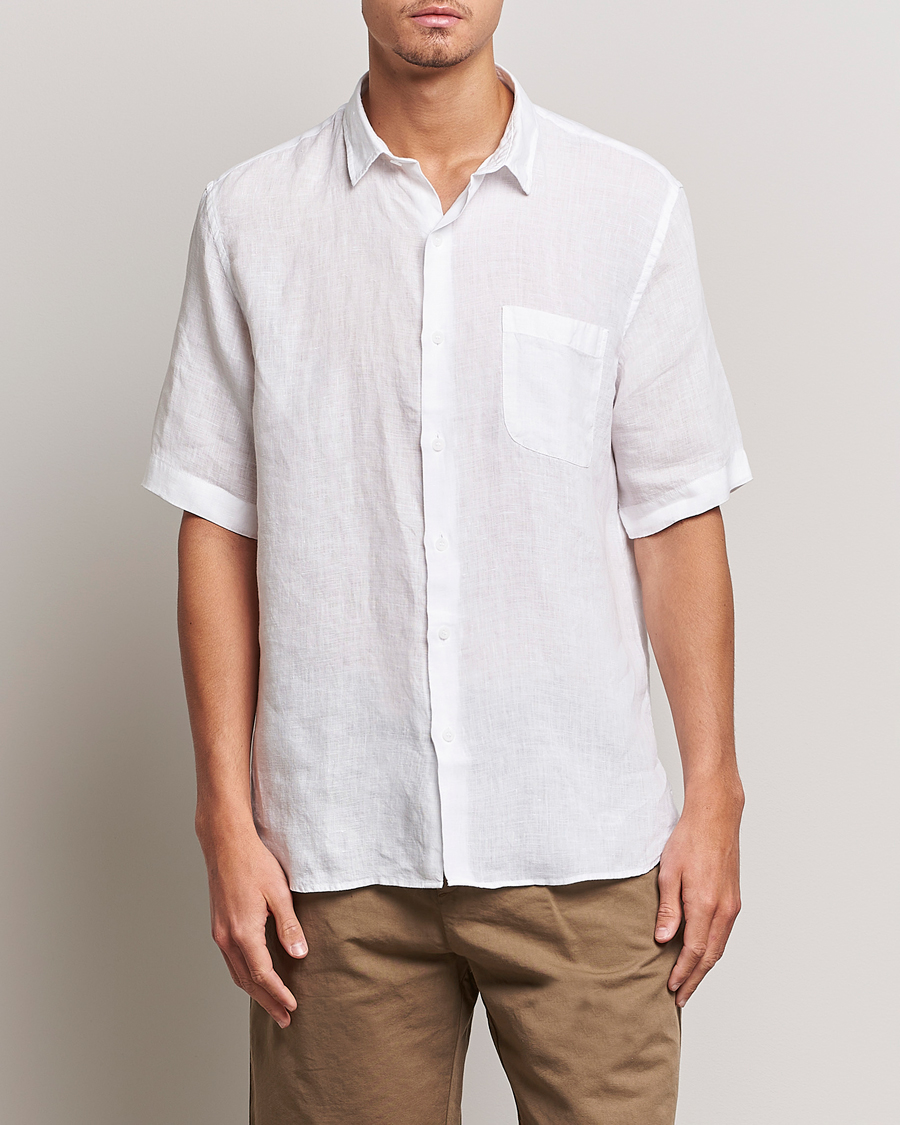 Herre | Skjorter | Sunspel | Short Sleeve Linen Shirt White