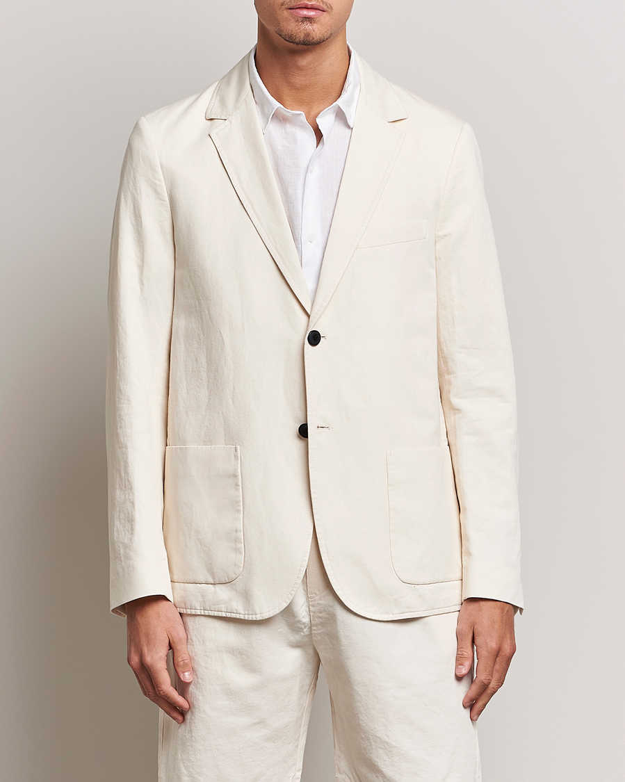 Herre |  | Sunspel | Unconstructed Cotton/Linen Blazer Undyed