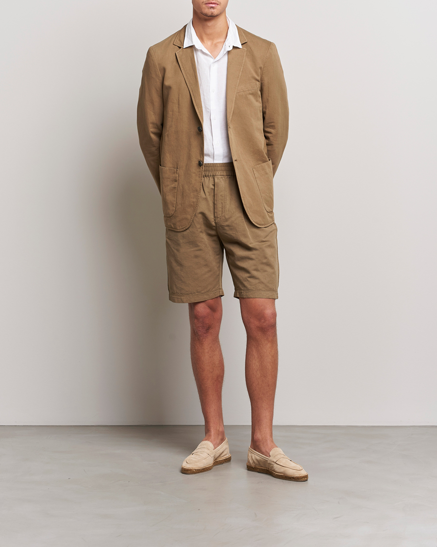 Herre | Dressjakker | Sunspel | Unconstructed Cotton/Linen Blazer Dark Tan
