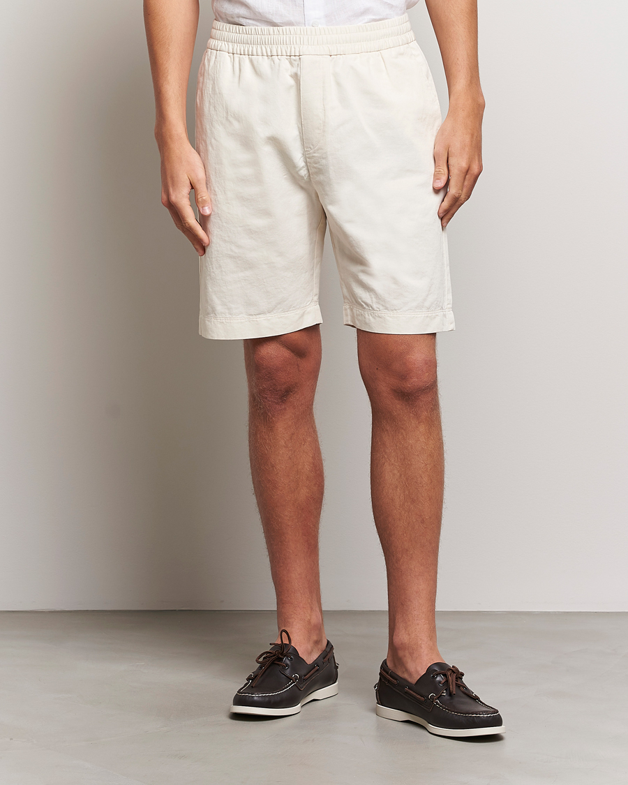 Herre |  | Sunspel | Cotton/Linen Drawstring Shorts Undyed