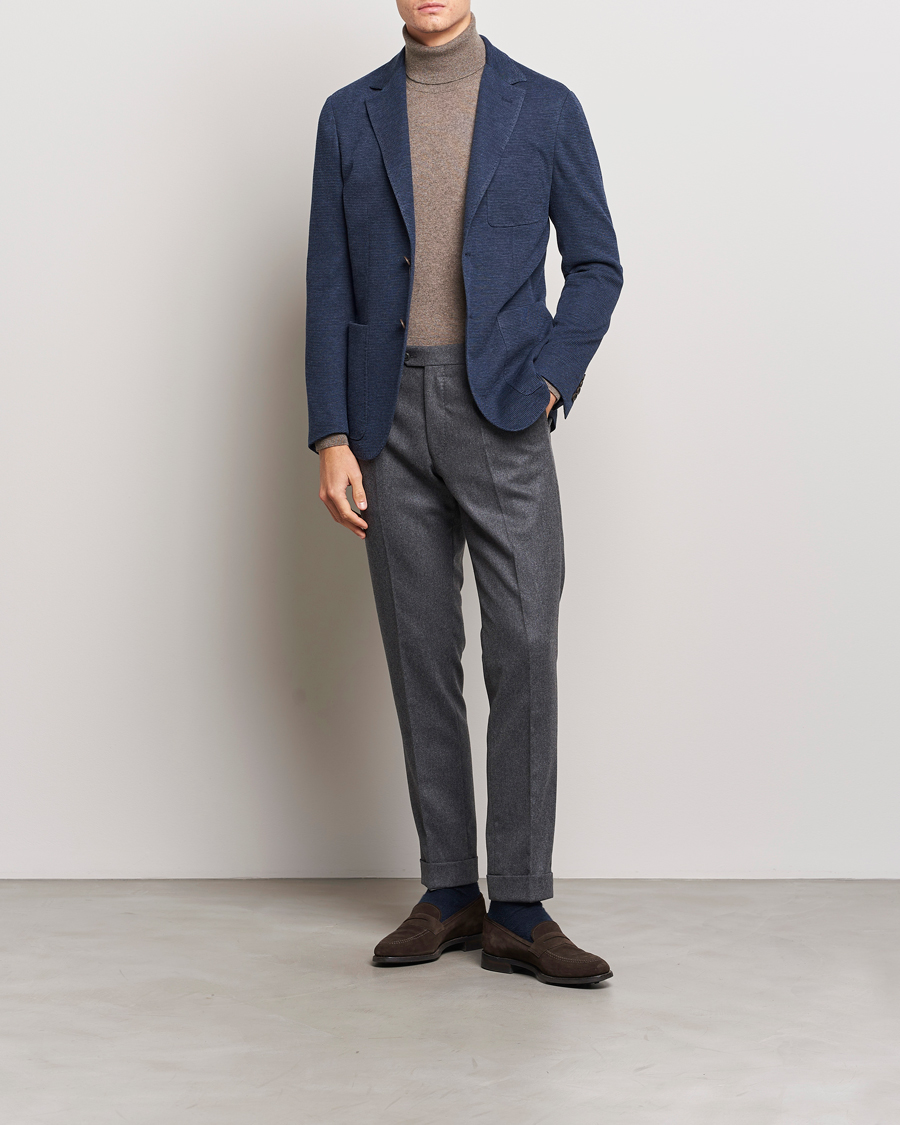 Herre | Dressjakker | Canali | Structured Jersey Jacket Blue