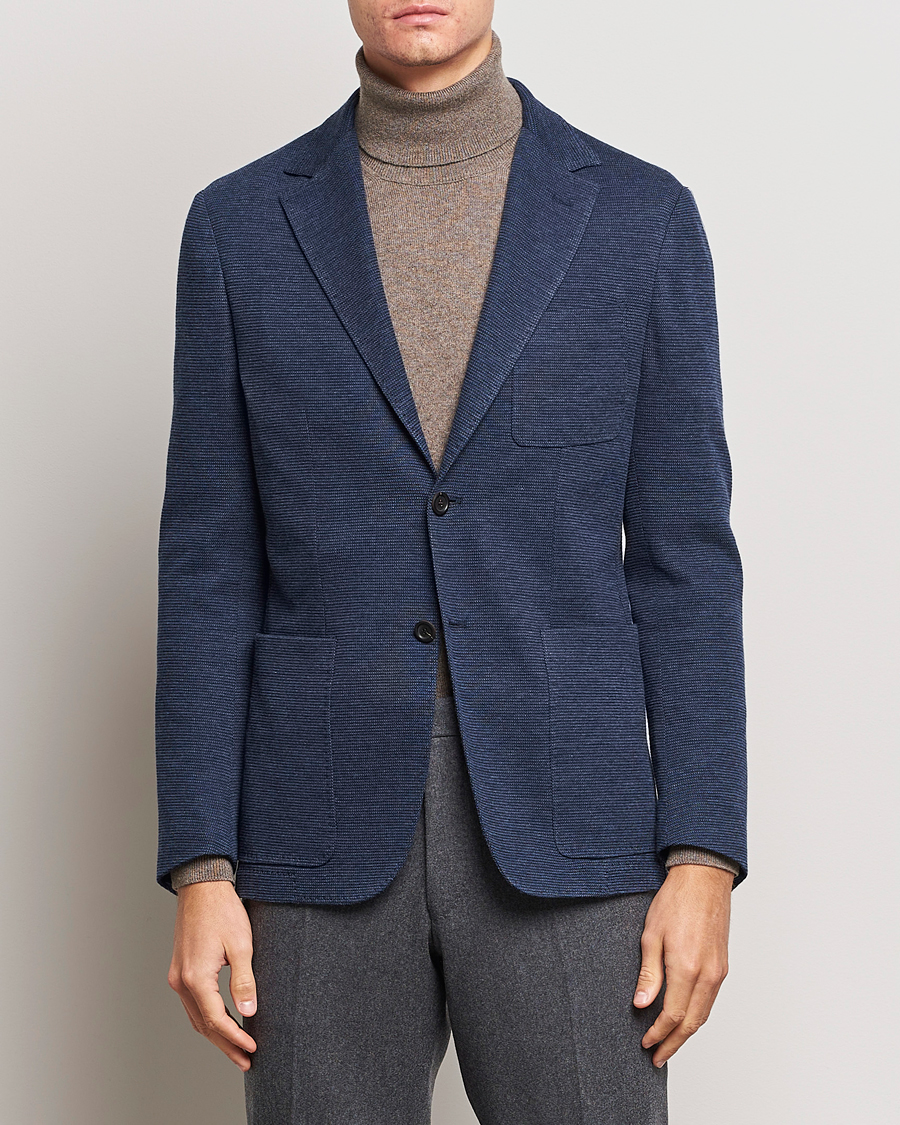 Herre | Dressjakker | Canali | Structured Jersey Jacket Blue