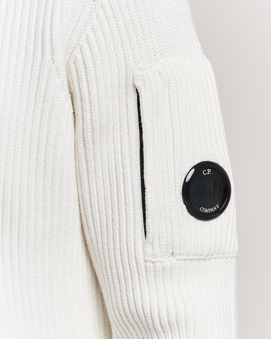 Herre | Gensere | C.P. Company | Full Rib Knitted Cotton Crewneck White