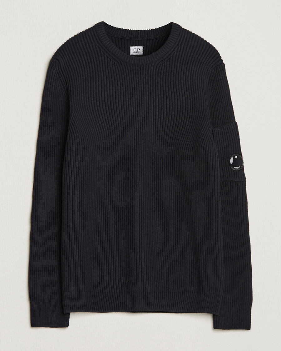 Herre | Gensere | C.P. Company | Full Rib Knitted Cotton Crewneck Black