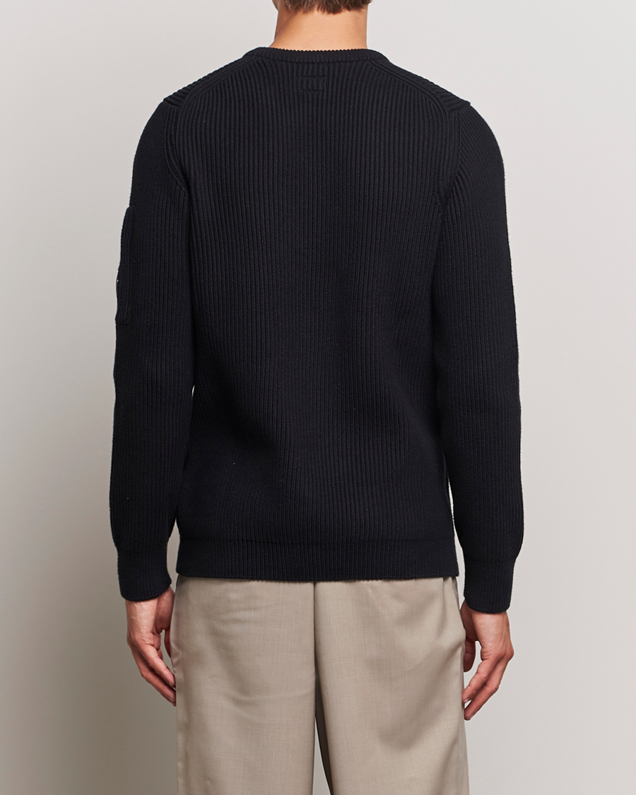 Herre | Gensere | C.P. Company | Full Rib Knitted Cotton Crewneck Black