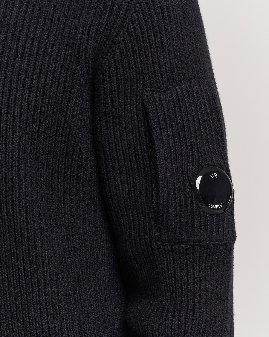 Herre | Gensere | C.P. Company | Full Rib Knitted Cotton Crewneck Black