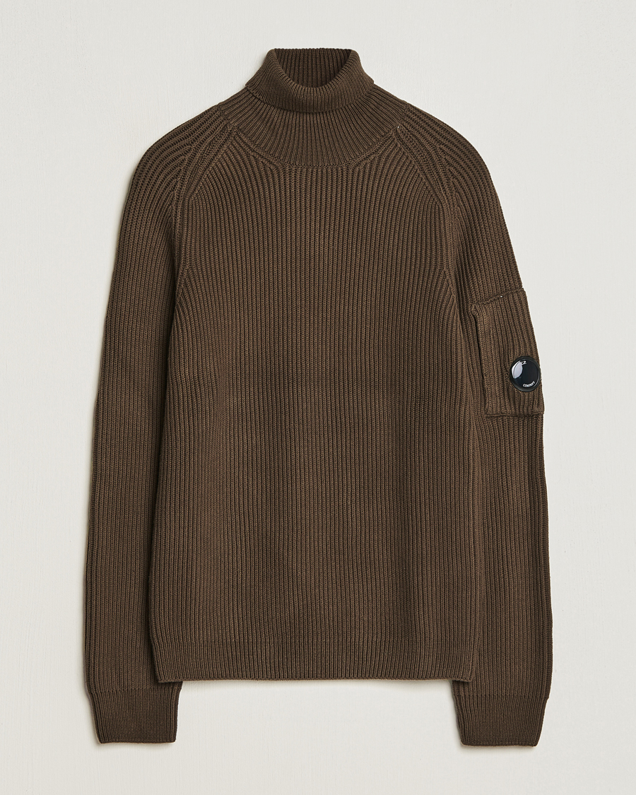 Herre | Gensere | C.P. Company | Full Rib Knitted Cotton Rollneck Brown