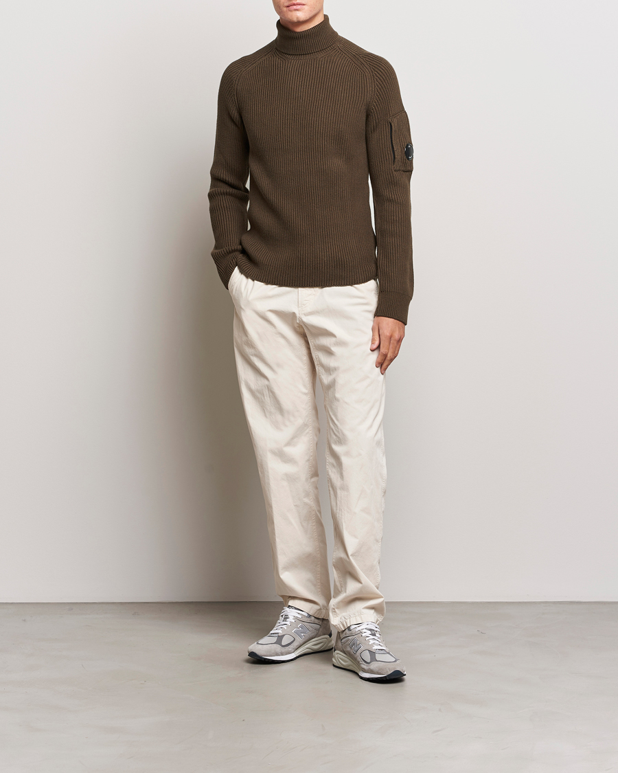 Herre | Gensere | C.P. Company | Full Rib Knitted Cotton Rollneck Brown