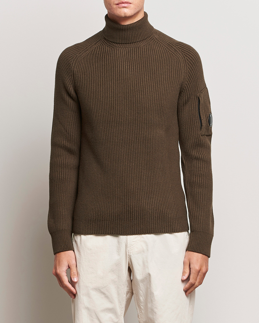 Herre | Pologensere | C.P. Company | Full Rib Knitted Cotton Rollneck Brown