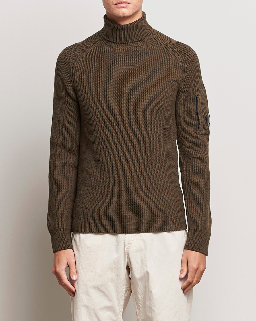 Herre | Gensere | C.P. Company | Full Rib Knitted Cotton Rollneck Brown
