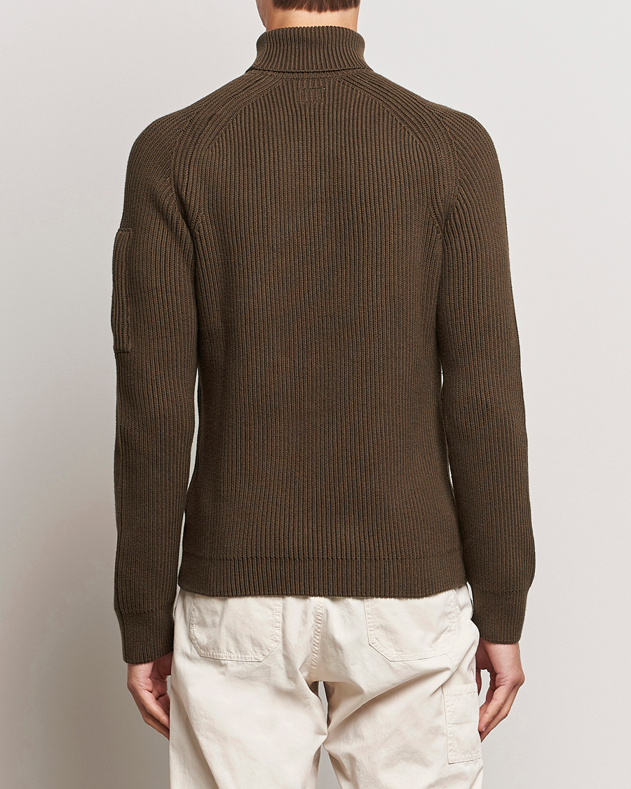 Herre | Gensere | C.P. Company | Full Rib Knitted Cotton Rollneck Brown