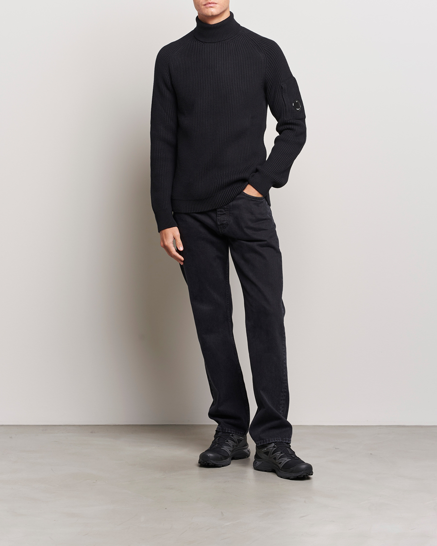 Herre | Gensere | C.P. Company | Full Rib Knitted Cotton Rollneck Black