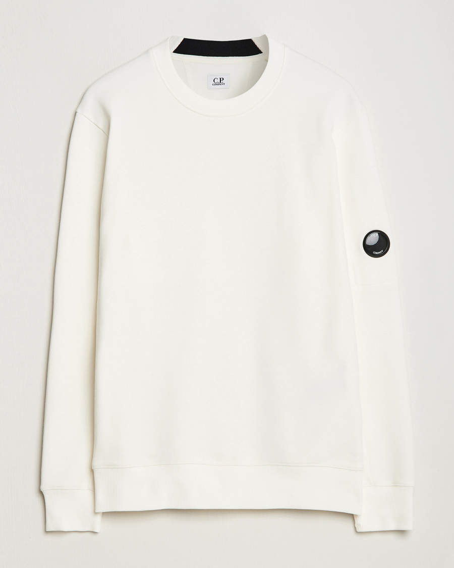 Herre | Gensere | C.P. Company | Diagonal Raised Fleece Lens Sweatshirt White