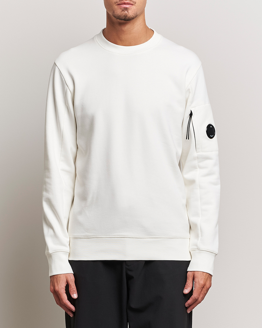 Herre | Klær | C.P. Company | Diagonal Raised Fleece Lens Sweatshirt White