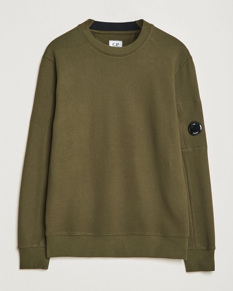 Herre | Gensere | C.P. Company | Diagonal Raised Fleece Lens Sweatshirt Military Green