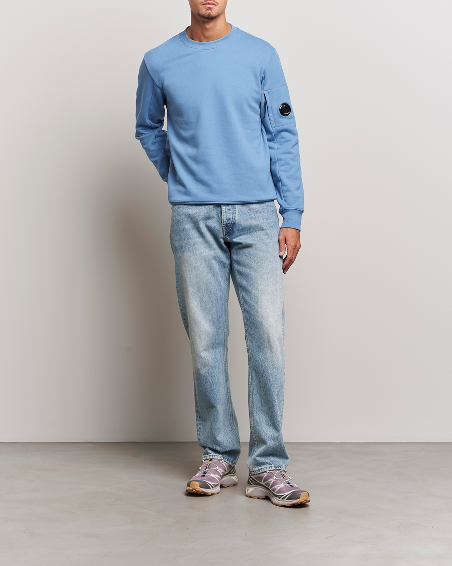 Herre | Gensere | C.P. Company | Diagonal Raised Fleece Lens Sweatshirt Blue