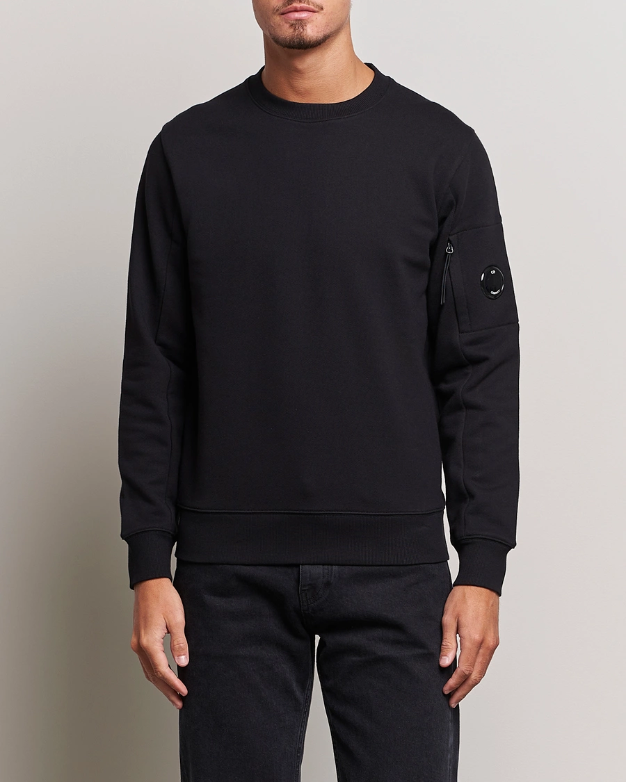 Herre | Gensere | C.P. Company | Diagonal Raised Fleece Lens Sweatshirt Black